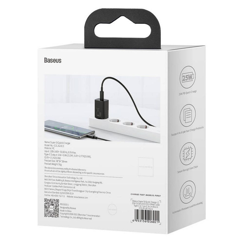 Baseus Super Si  Quick Charger 1C 25W EU Black