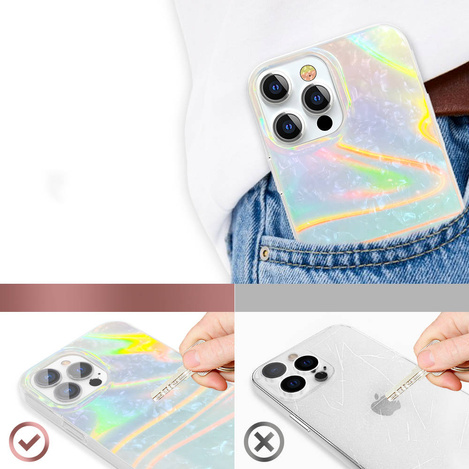 Kingxbar Shell Series luksusowe eleganckie etui na iPhone 13 Pro perłowy-niebieski