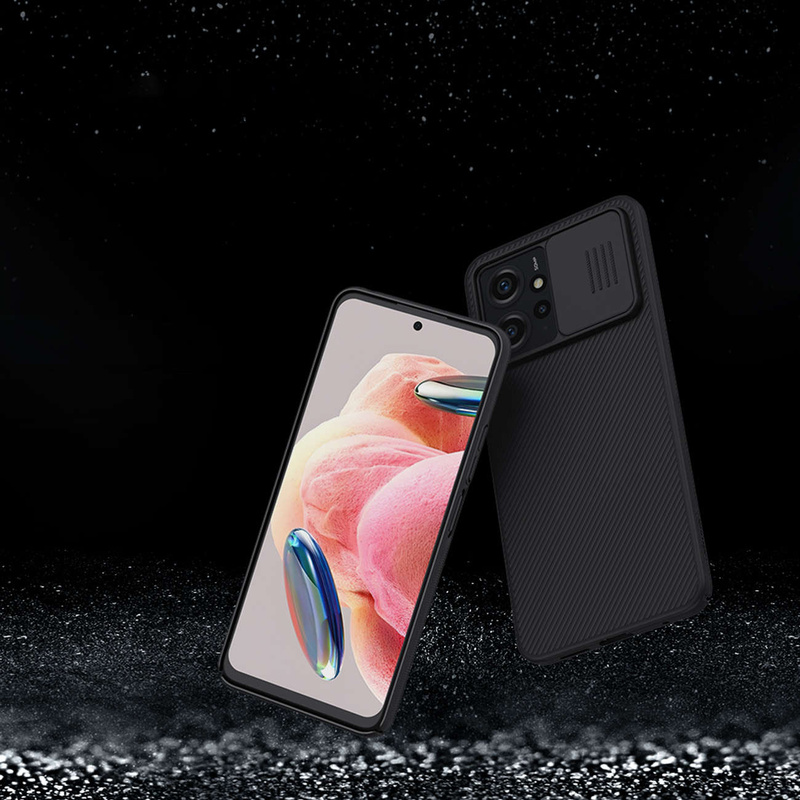 Gepanzertes Xiaomi Redmi Note 12-Gehäuse mit Kameraabdeckung Nillkin CamShield Case - schwarz
