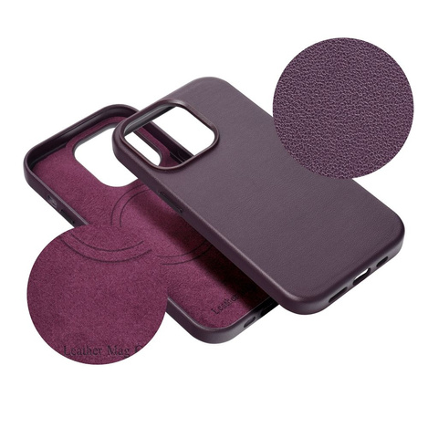 Futerał LEATHER MAG COVER kompatybilny z MagSafe do IPHONE 16 Plus ciemny fioletowy