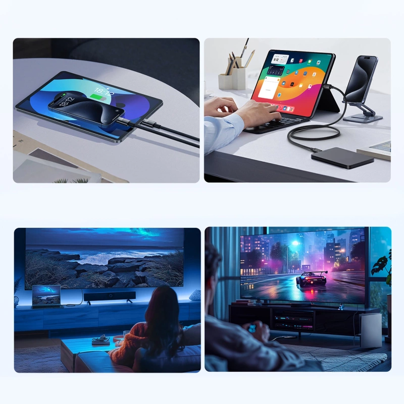 Baseus Tungsten Gold USB-C 3.2 / USB-C 3.2-Kabel 100 W 4K 60 Hz 1,5 m – Schwarz