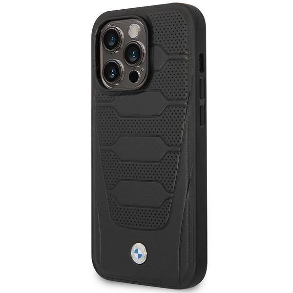 Original Case IPHONE 14 PRO BMW Leather Seats Pattern MagSafe MagSafe (BMHMP14L22RPSK) black