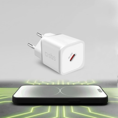 SBS TETRGAN1C20W 20W GaN Wall Charger with Power Delivery - White