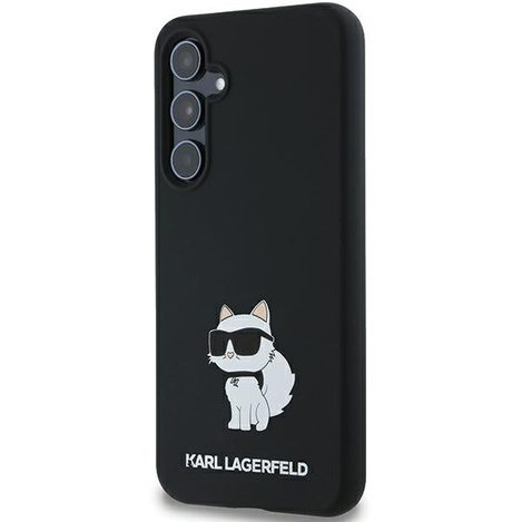 Oryginalne Etui KARL LAGERFELD hardcase Silicone Choupette Metal Pin KLHCSA35SMHCNPK do Samsung Galaxy A35 czarny