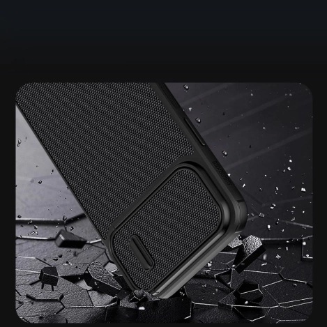 Nillkin Textured S Case für iPhone 14, gepanzerte Hülle mit Kameraabdeckung, grün