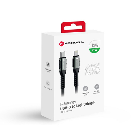 FORCELL F-ENERGY C259 kabel Typ C do Lightning PD 3A 27W Cafule 1,2 m czarny