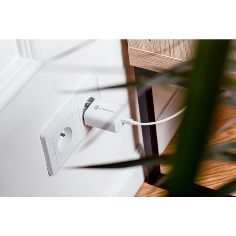 Forcell Ładowarka Sieciowa ze złączem USB typ C i kablem typ C - 3A 25W z funkcją ładowania PD i QC 4.0