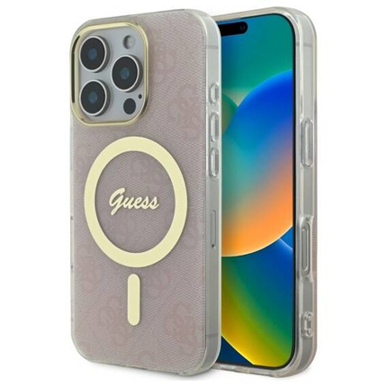 Original Case IPHONE 16 PRO Guess Hardcase IML 4G MagSafe (GUHMP16LH4STP) pink