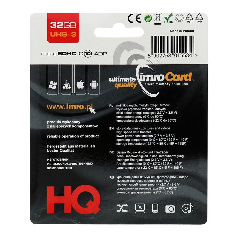 Imro karta pamięci 32GB microSDHC kl. 10 UHS-3 + adapter