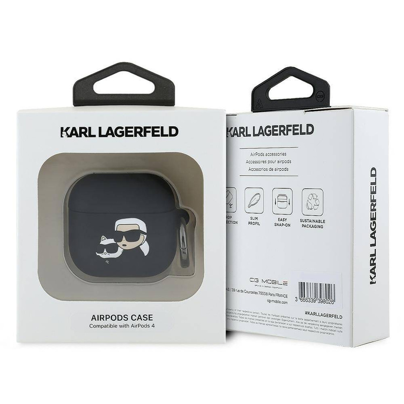 Etui do APPLE AIRPODS 4 Karl Lagerfeld Silicone Karl&Chaupette Head 3D (KLA4RUNKCHK) czarne