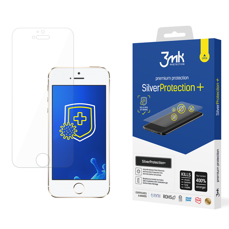 3MK Silver Protect+ iPhone 5/5S/SE Folia Antymikrobowa montowana na mokro