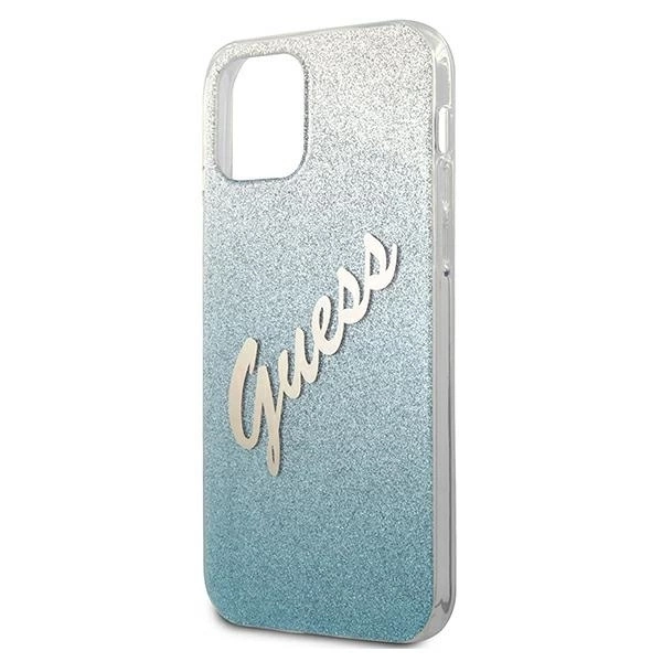 Guess Glitter Gradient Script - Etui iPhone 12 mini (niebieski)