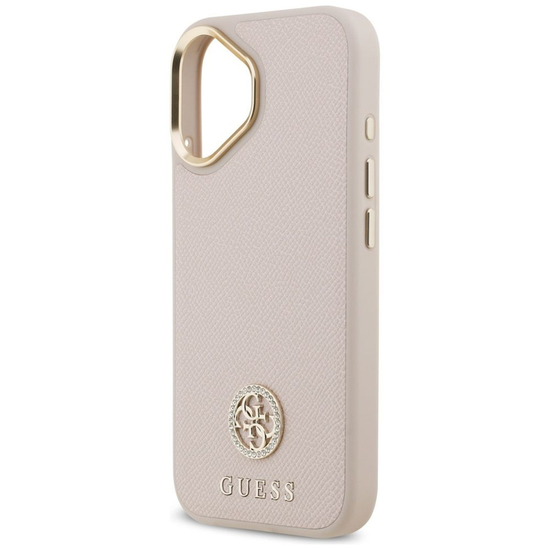 GUESS futerał do IPHONE 17 kompatybilny z MagSafe GUHMP17SPGCRMDEP (PU W/ Grained Strass Logo) różowy