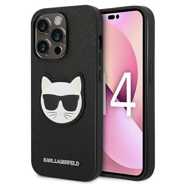 Karl Lagerfeld Saffiano Choupette Head Patch Case - Etui iPhone 14 Pro (czarny)