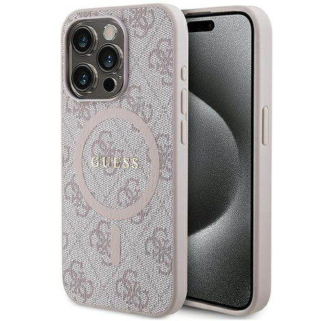 Oryginalne Etui GUESS Hardcase GUHMP14XG4GFRP do iPhone 14 Pro Max (Kompatybilny z Magsafe / 4G Ring classic logo / różowy)