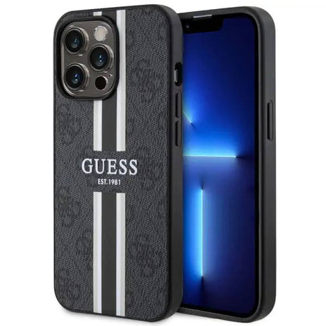 Guess GUHMP13XP4RPSK iPhone 13 Pro Max 6,7&quot; schwarz/schwarzes Hardcase 4G bedruckte Streifen MagSafe
