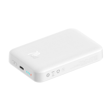 Baseus Magnetic Mini powerbank z ładowaniem indukcyjnym MagSafe 15W / szybkie ładowanie PD QC 20W 10000mAh biały (Overseas Edition) + Xiaobai Series kabel USB-C - USB-C 60W 3A 0.5m biały
