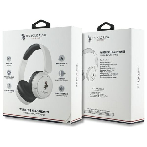 US Polo słuchawki nauszne Bluetooth       USHPV6PUNH biały/white DH Color Logo