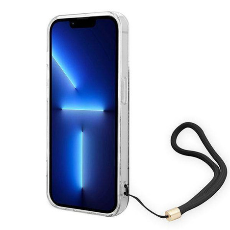 Original Handyhülle IPHONE 14 PRO Guess Hardcase 4G Print Strap (GUOHCP14LH4STK) schwarz
