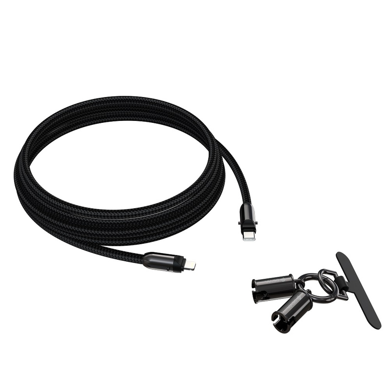 Devia kabel uniwersalna smycz 2w1 PD USB-C - Lightning 1,2 m 27W czarny