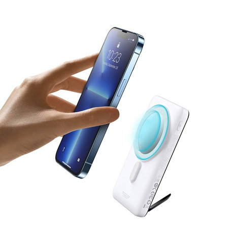 Baseus Magnetic Bracket Powerbank mit MagSafe Wireless Charging 10000mAh 20W Overseas Edition weiß (PPCX000202) + USB Type C Baseus Xiaobai Series 60W 0.5m