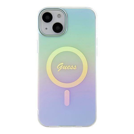 Oryginalne Etui APPLE IPHONE 15 PLUS Guess Hardcase IML Iridescent MagSafe (GUHMP15MHITSQ) turkusowe