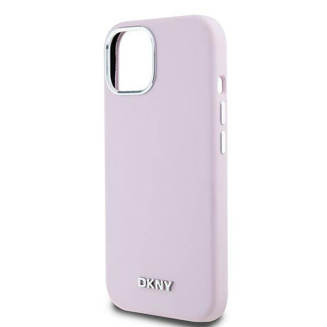 Etui DKNY Liquid Silicone Small Metal Logo MagSafe na iPhone 14 / 15 / 13 - różowe