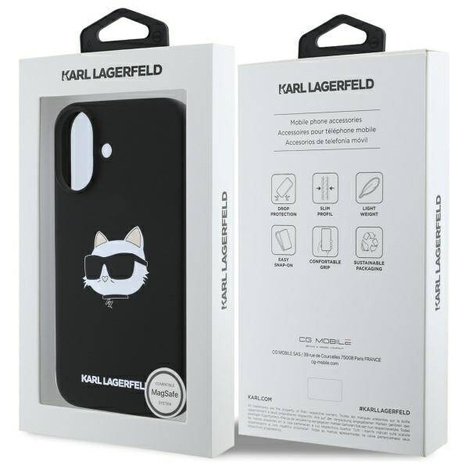 Karl Lagerfeld KLHMP16SSCHPPLK iPhone 16 czarny/black HC MagSafe Sil Choupette Head Print