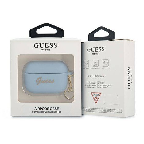 Guess GUAPLSCHSB AirPods Pro cover niebieski/blue Silicone Charm Collection