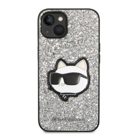 Karl Lagerfeld NFT Glitter Choupette Patch - Etui iPhone 14 (srebrny)