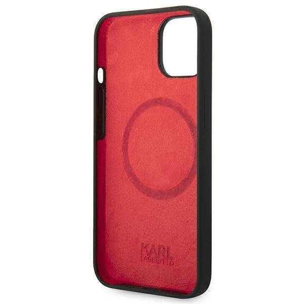 Original Handyhülle IPHONE 14 PLUS Karl Lagerfeld Hardcase Silicone Choupette Head Magsafe schwarz
