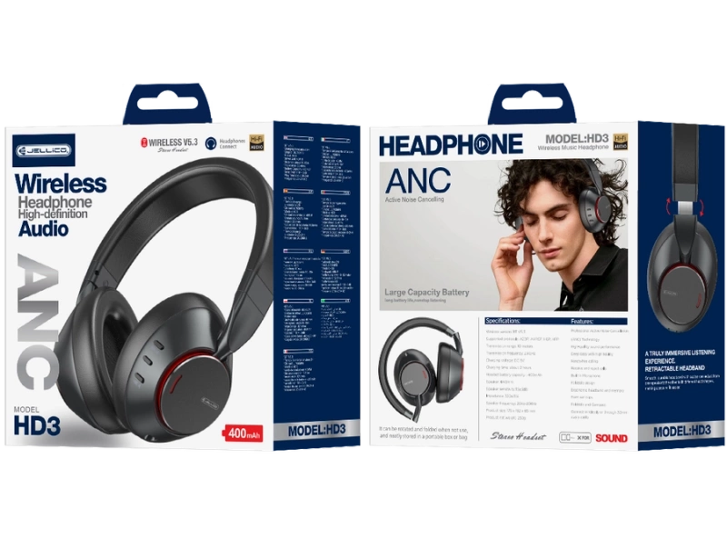 JELLICO wireless headphones (ANC) HD3 Black