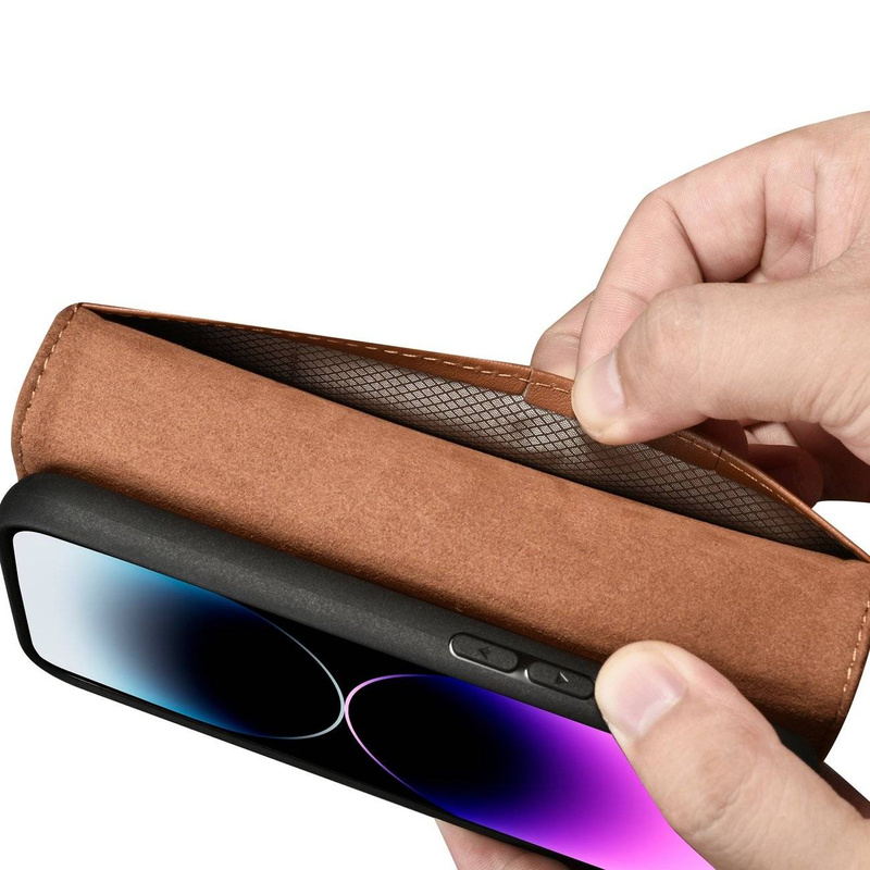 iCarer Wallet Case 2in1 iPhone 14 Pro Max Leather Flip Cover Anti-RFID Brown (WMI14220728-BN)