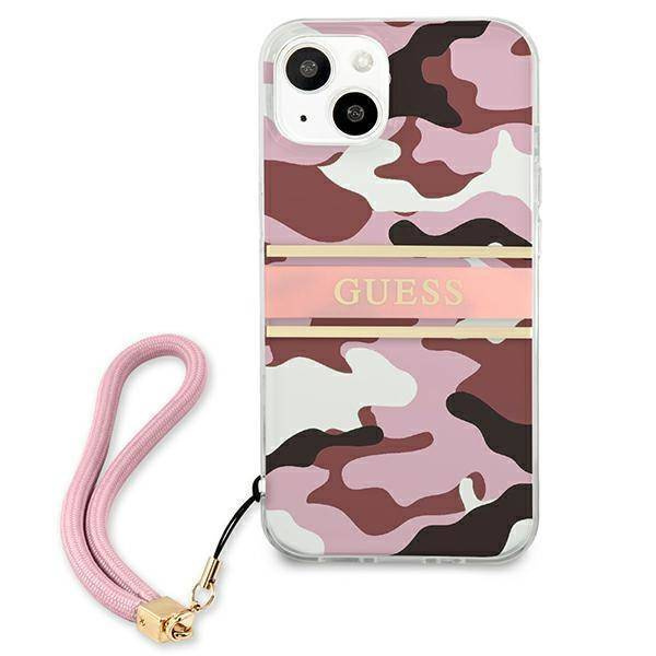Guess nakładka do iPhone 13 6,1" GUHCP13MKCABPI różowy hard case Camo Strap Collection