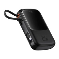 Baseus Qpow Pro+ 10000 mAh 22,5 W Powerbank mit integriertem USB-C-Kabel und Display – Schwarz