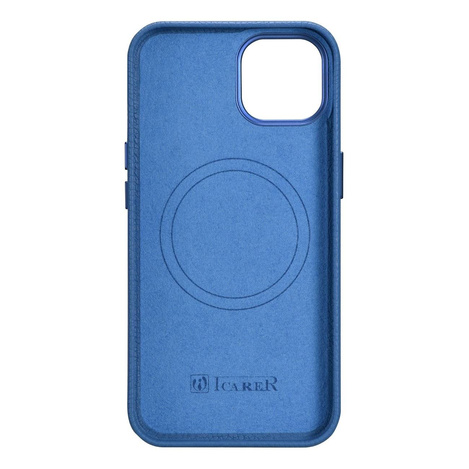 iCarer Case Leather genuine leather case for iPhone 14 hellblau (WMI14220709-LB) (MagSafe compatible)