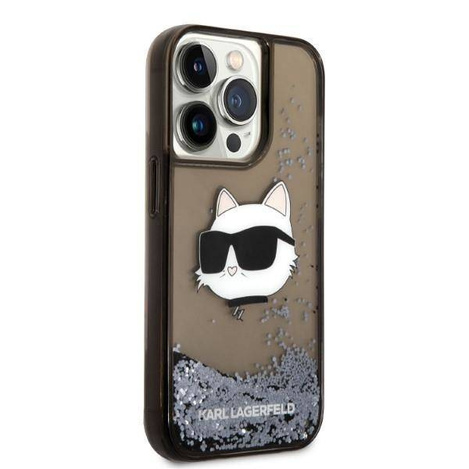Karl Lagerfeld Liquid Glitter NFT Choupette Head - Etui iPhone 14 Pro Max (czarny)