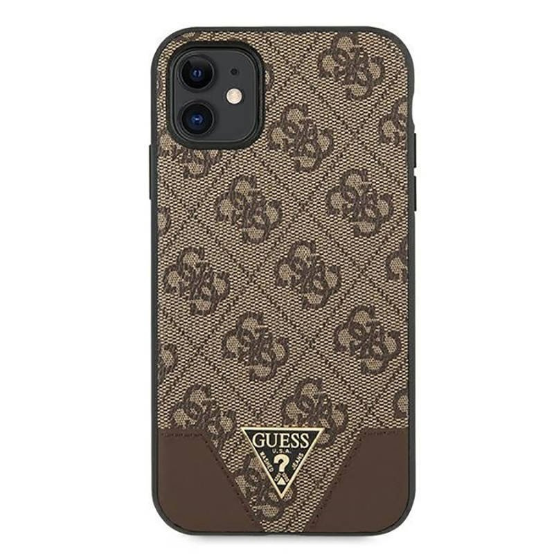 Guess nakładka do iPhone 11 GUHCN61PU4GHBR brązowa hard case 4G Triangle Collection