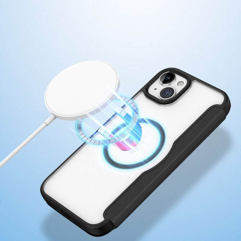 Etui iPhone 15 Plus magnetyczny pokrowiec MagSafe z klapką Dux Ducis Skin X Pro - czarny