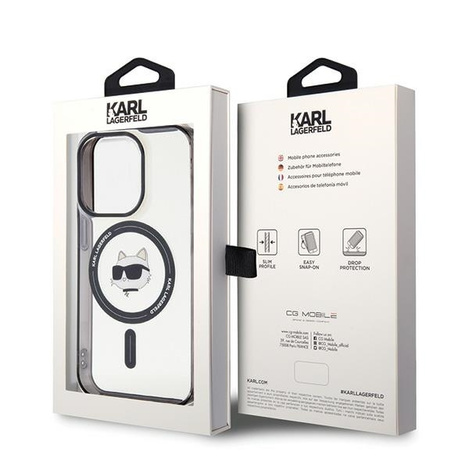 Karl Lagerfeld IML Choupette's Head MagSafe-Hülle für iPhone 15 Pro – transparent
