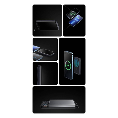 Baseus Magnetic Bracket Powerbank mit MagSafe Wireless Charging 10000mAh 20W Overseas Edition weiß (PPCX000202) + USB Type C Baseus Xiaobai Series 60W 0.5m