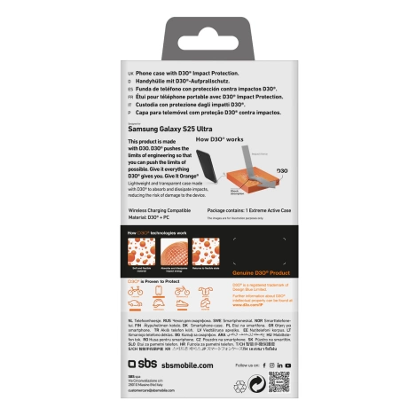 D3O Cover Samsung S25 Ultra, transparent