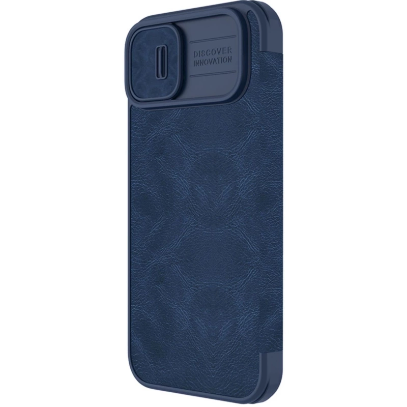 Nillkin Qin Leder Pro Hülle iPhone 14 Plus Kamerahülle Holsterhülle Klapphülle Blau