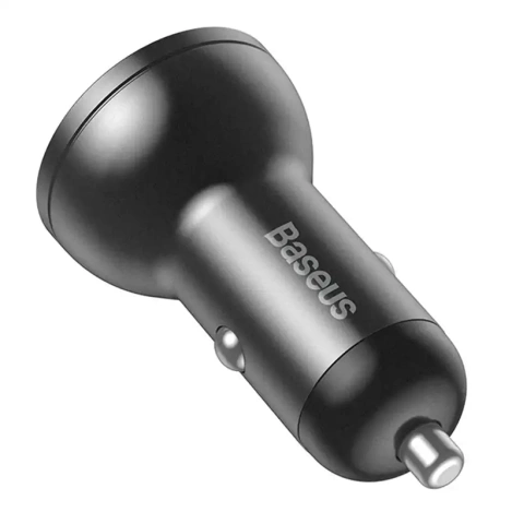 Baseus ładowarka samochodowa 2x USB 4,8A 24W z LCD szary (CCBX-0G)