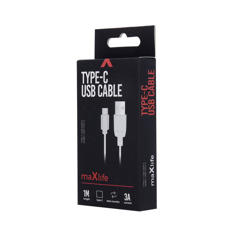 Maxlife kabel USB - USB-C 1,0 m 3A biały