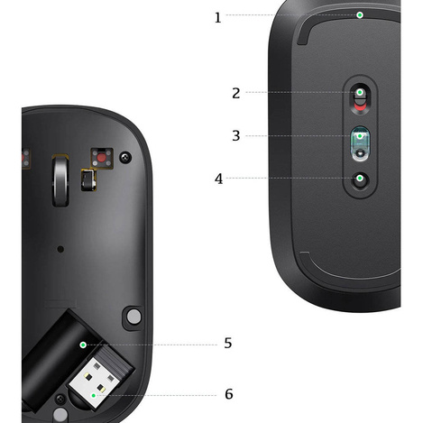 Ugreen poręczna mysz bezprzewodowa USB czarny (MU001)