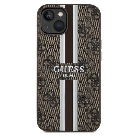 Guess nakładka do iPhone 15 6,1&quot; GUHMP15SP4RPSW HC MAGSAFE 4G PRINTED STRIPES brązowa