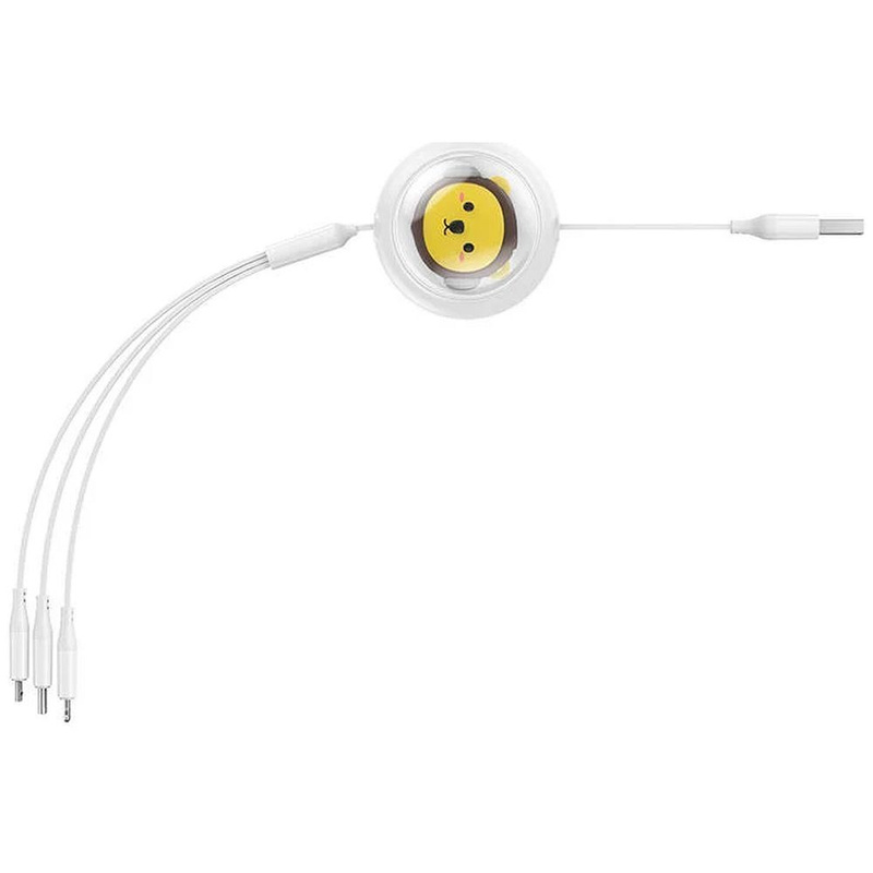 BASEUS zwijany kabel USB do Micro/Lightning/Typ C 3w1 Leo 3.5A 1.1m biały CB000063