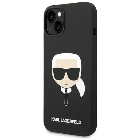Original Handyhülle IPHONE 14 PLUS Karl Lagerfeld Harcase Silicone Karl's Head schwarz