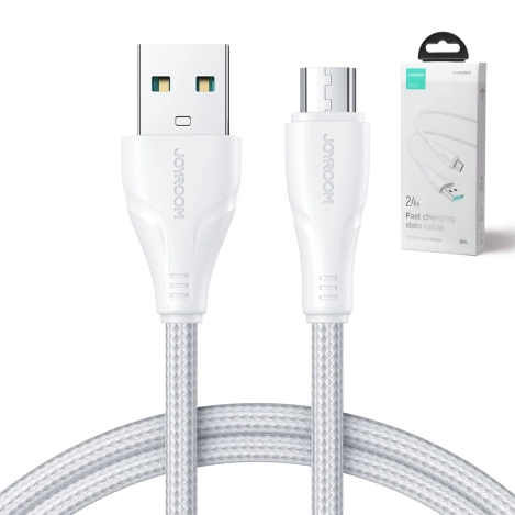 Joyroom USB cable - micro USB 2.4A Surpass Series for fast charging and data transfer 2 m white (S-UM018A11)